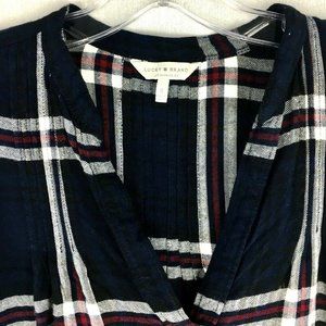 Lucky  Brand plaid popover peasant top shirt plaid